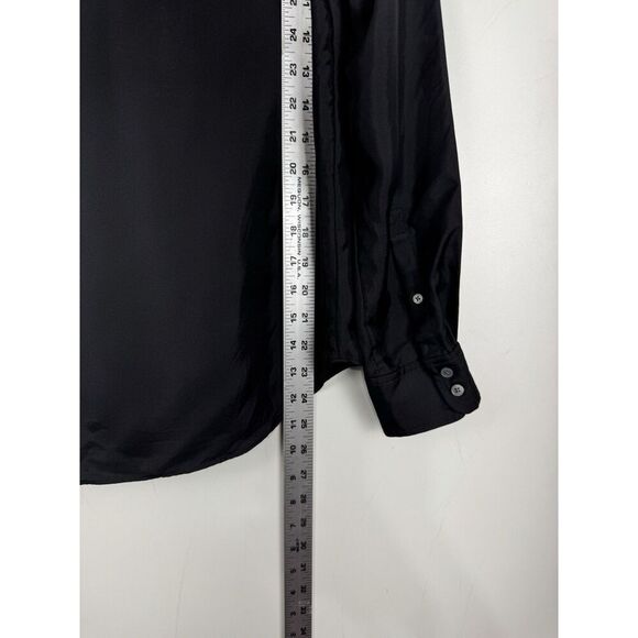 J Crew Collection Preppy Sz XS silk twill ruffle collar top Black-AU260 - Picture 6 of 7